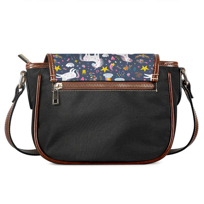 Unicorn Dream Cartoon Pattern Print Saddle Bag