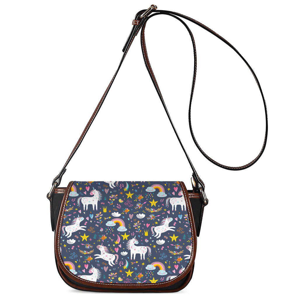 Unicorn Dream Cartoon Pattern Print Saddle Bag