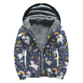 Unicorn Dream Cartoon Pattern Print Sherpa Lined Zip Up Hoodie