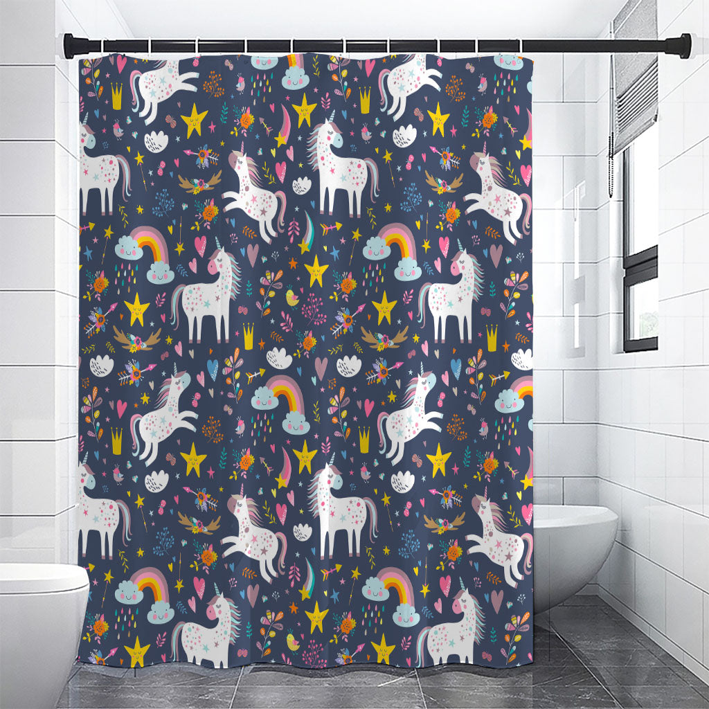Unicorn Dream Cartoon Pattern Print Shower Curtain