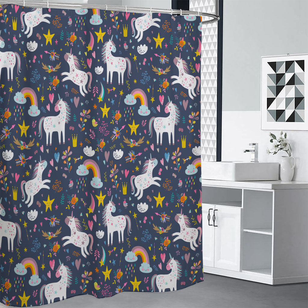 Unicorn Dream Cartoon Pattern Print Shower Curtain