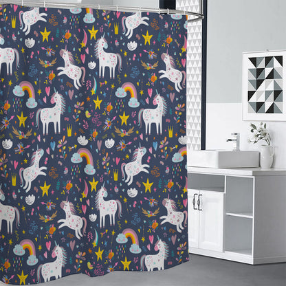 Unicorn Dream Cartoon Pattern Print Shower Curtain