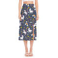 Unicorn Dream Cartoon Pattern Print Side Slit Midi Skirt