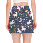 Unicorn Dream Cartoon Pattern Print Side Slit Mini Skirt