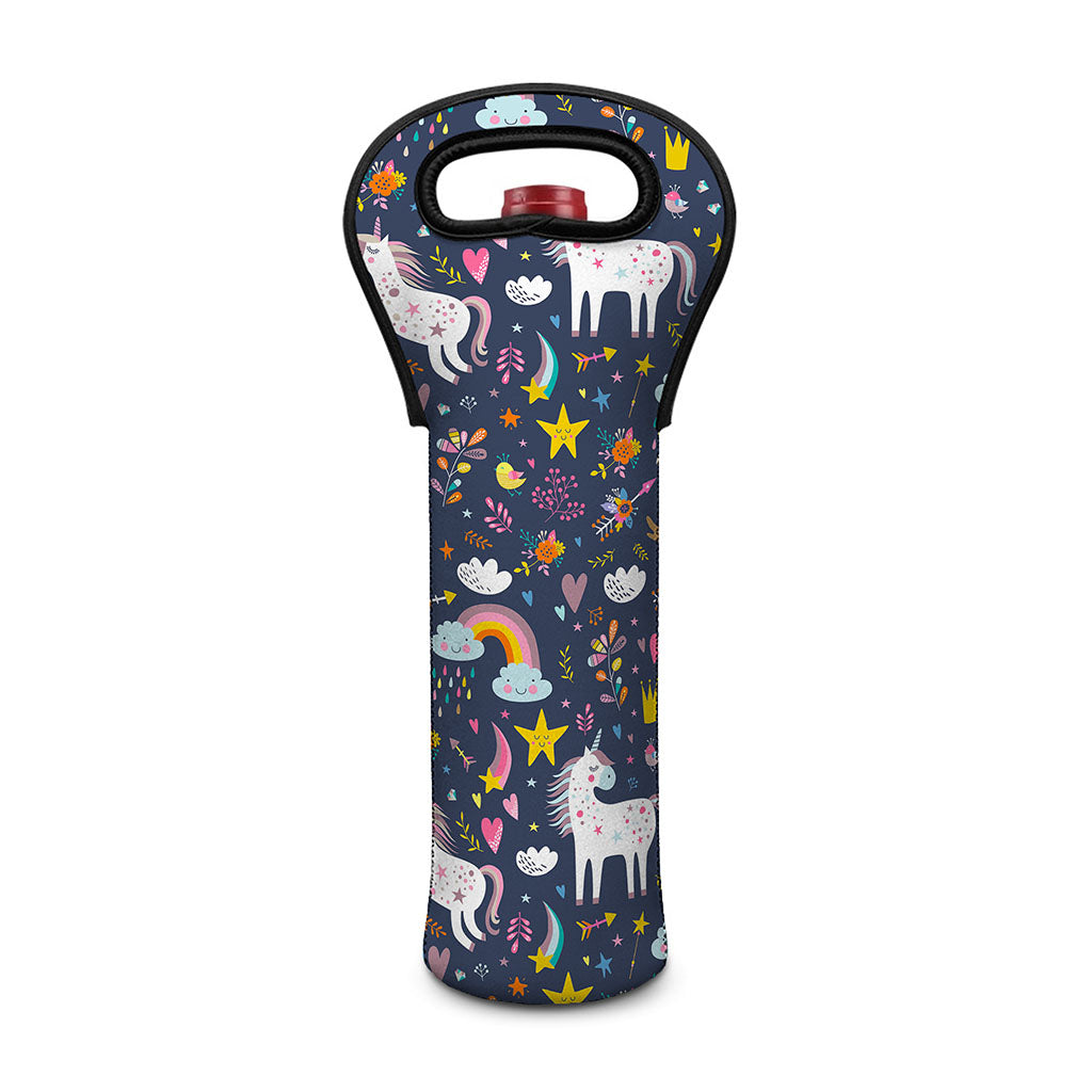 Unicorn Dream Cartoon Pattern Print Single Neoprene Wine Tote