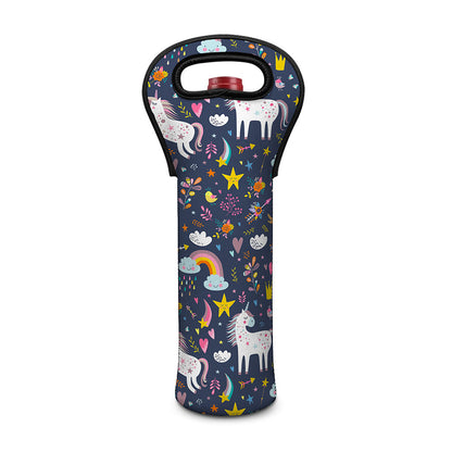 Unicorn Dream Cartoon Pattern Print Single Neoprene Wine Tote