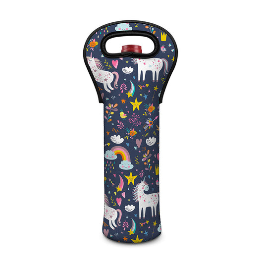 Unicorn Dream Cartoon Pattern Print Single Neoprene Wine Tote