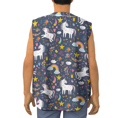 Unicorn Dream Cartoon Pattern Print Sleeveless Baseball Jersey
