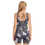 Unicorn Dream Cartoon Pattern Print Sleeveless One Piece Swimsuit