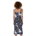 Unicorn Dream Cartoon Pattern Print Slim Fit Midi Cami Dress