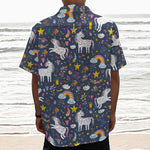 Unicorn Dream Cartoon Pattern Print Textured Short Sleeve Shirt