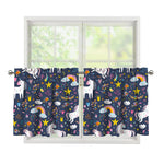 Unicorn Dream Cartoon Pattern Print Tier Curtains