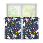 Unicorn Dream Cartoon Pattern Print Tier Curtains