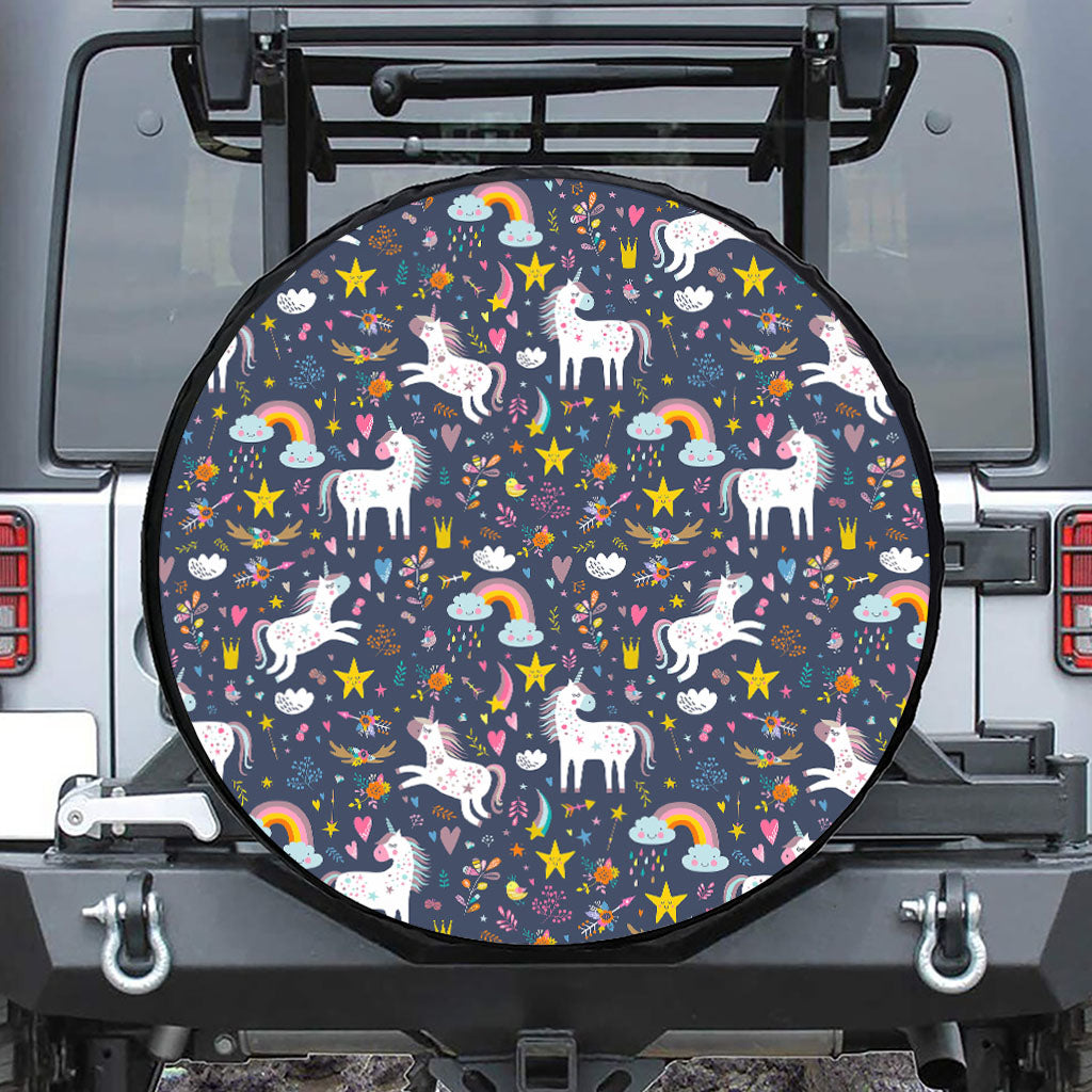 Unicorn Dream Cartoon Pattern Print Tire Cover