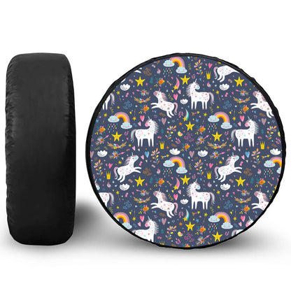 Unicorn Dream Cartoon Pattern Print Tire Cover