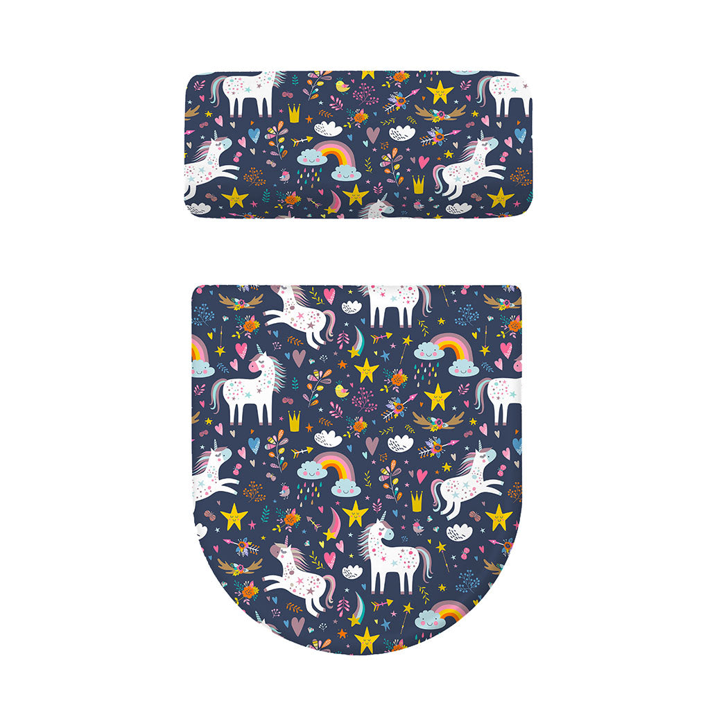 Unicorn Dream Cartoon Pattern Print Toilet Lid And Tank Cover Set