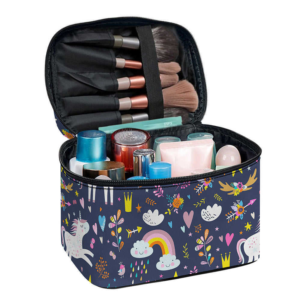 Unicorn Dream Cartoon Pattern Print Travel Makeup Bag