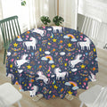 Unicorn Dream Cartoon Pattern Print Waterproof Round Tablecloth