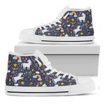 Unicorn Dream Cartoon Pattern Print White High Top Sneakers