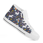 Unicorn Dream Cartoon Pattern Print White High Top Sneakers