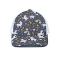 Unicorn Dream Cartoon Pattern Print White Mesh Trucker Hat