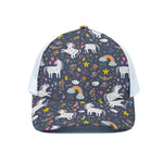 Unicorn Dream Cartoon Pattern Print White Mesh Trucker Cap