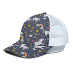 Unicorn Dream Cartoon Pattern Print White Mesh Trucker Cap