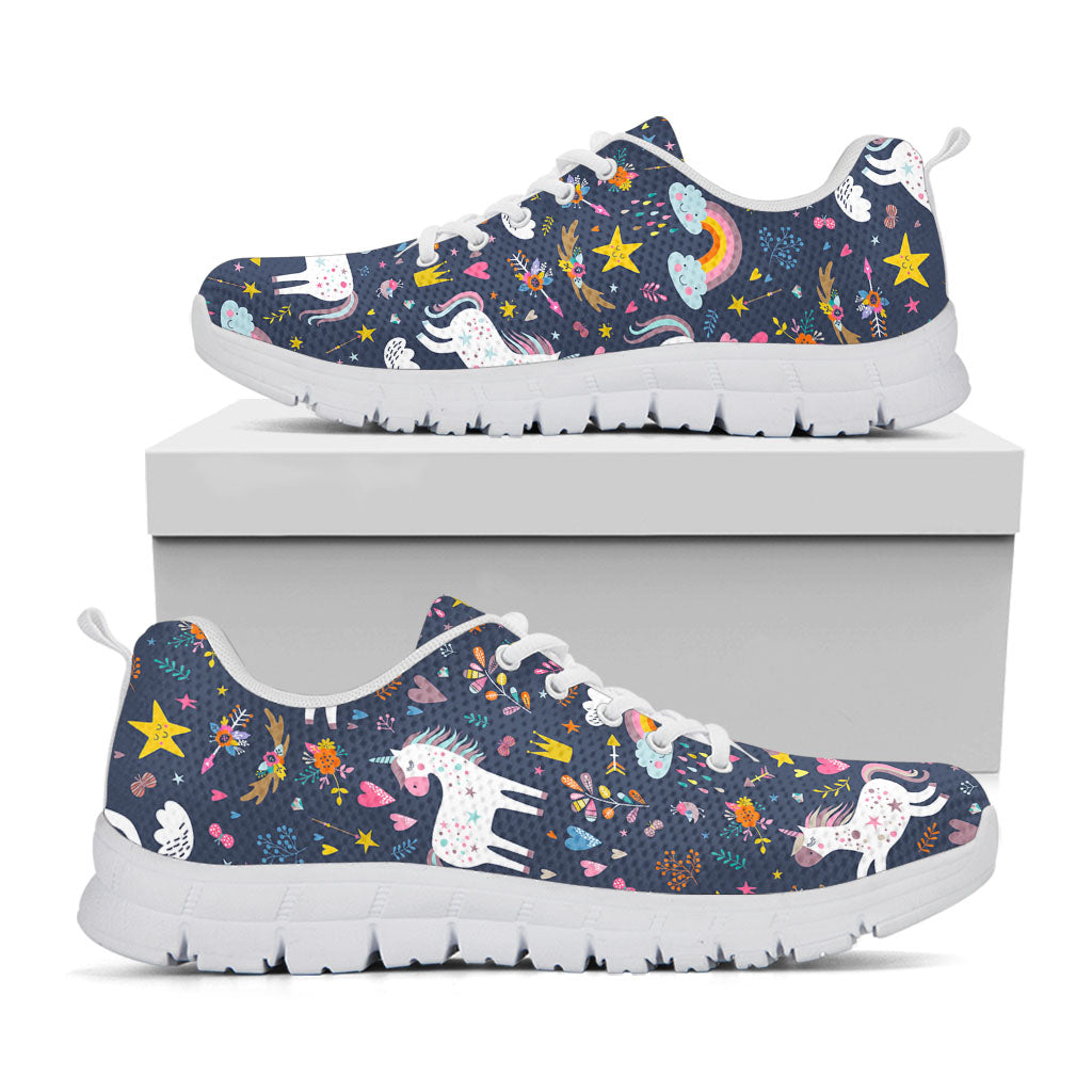 Unicorn Dream Cartoon Pattern Print White Running Shoes