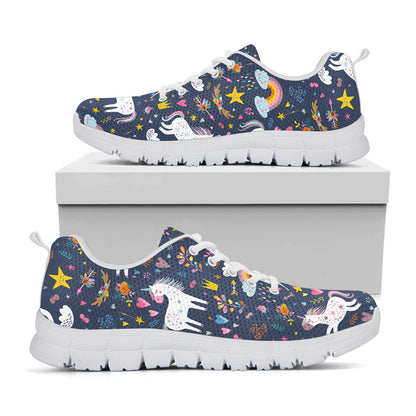 Unicorn Dream Cartoon Pattern Print White Running Shoes