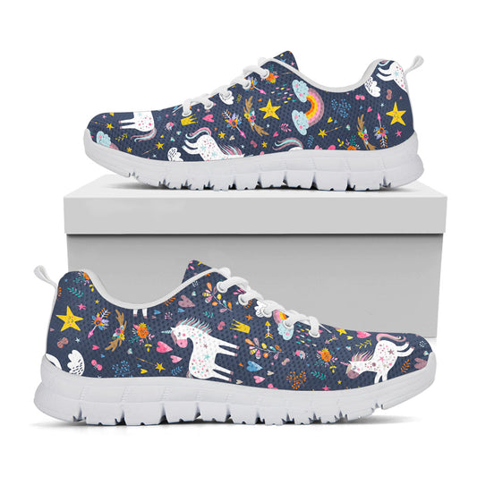 Unicorn Dream Cartoon Pattern Print White Running Shoes