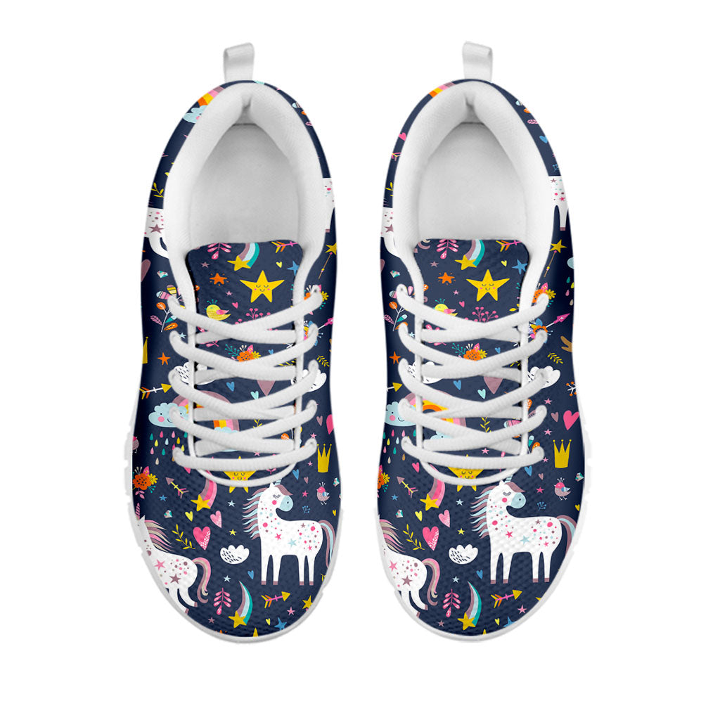 Unicorn Dream Cartoon Pattern Print White Running Shoes