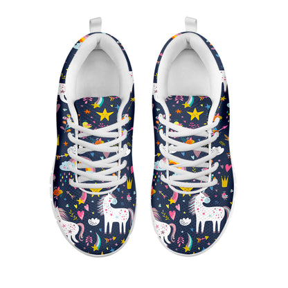 Unicorn Dream Cartoon Pattern Print White Running Shoes