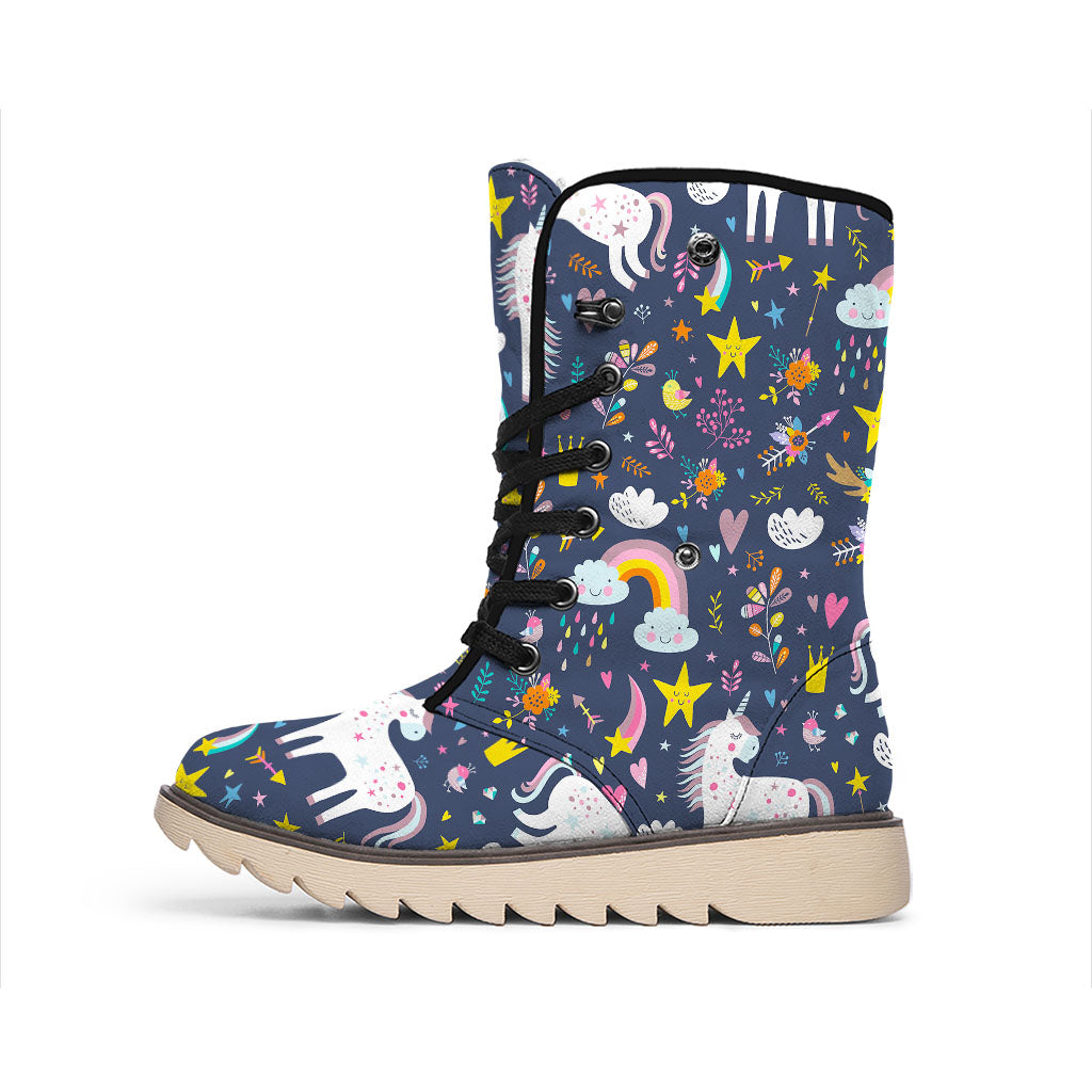 Unicorn Dream Cartoon Pattern Print Winter Boots