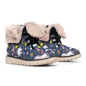 Unicorn Dream Cartoon Pattern Print Winter Boots