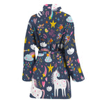 Unicorn Dream Cartoon Pattern Print Women's Bathrobe