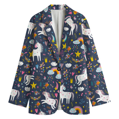 Unicorn Dream Cartoon Pattern Print Women's Blazer