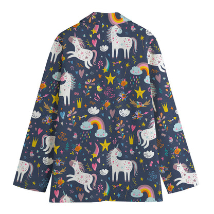 Unicorn Dream Cartoon Pattern Print Women's Blazer