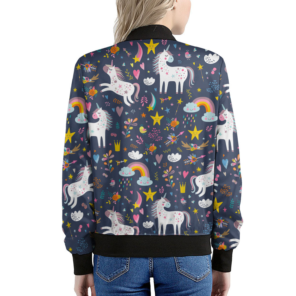 Unicorn Dream Cartoon Pattern Print Women's Bomber Jacket