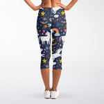 Unicorn Dream Cartoon Pattern Print Women's Capri Leggings