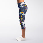 Unicorn Dream Cartoon Pattern Print Women's Capri Leggings