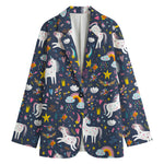 Unicorn Dream Cartoon Pattern Print Women's Cotton Blazer