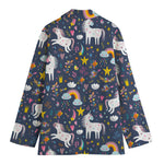 Unicorn Dream Cartoon Pattern Print Women's Cotton Blazer