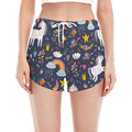 Unicorn Dream Cartoon Pattern Print Women's Split Running Shorts