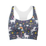 Unicorn Dream Cartoon Pattern Print Women's Sports Bra