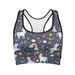 Unicorn Dream Cartoon Pattern Print Women's Sports Bra