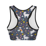 Unicorn Dream Cartoon Pattern Print Women's Sports Bra