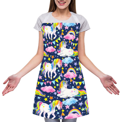 Unicorn Night Festival Pattern Print Adjustable Apron