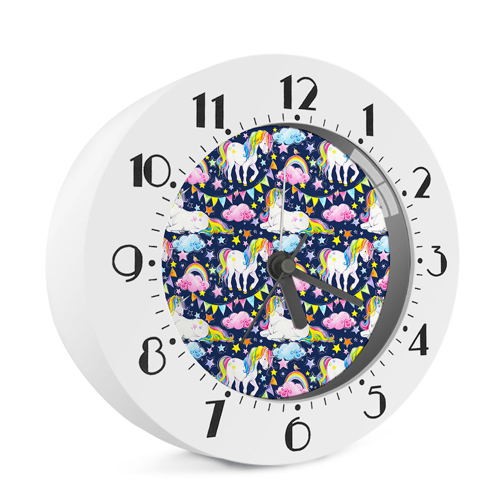 Unicorn Night Festival Pattern Print Alarm Clock