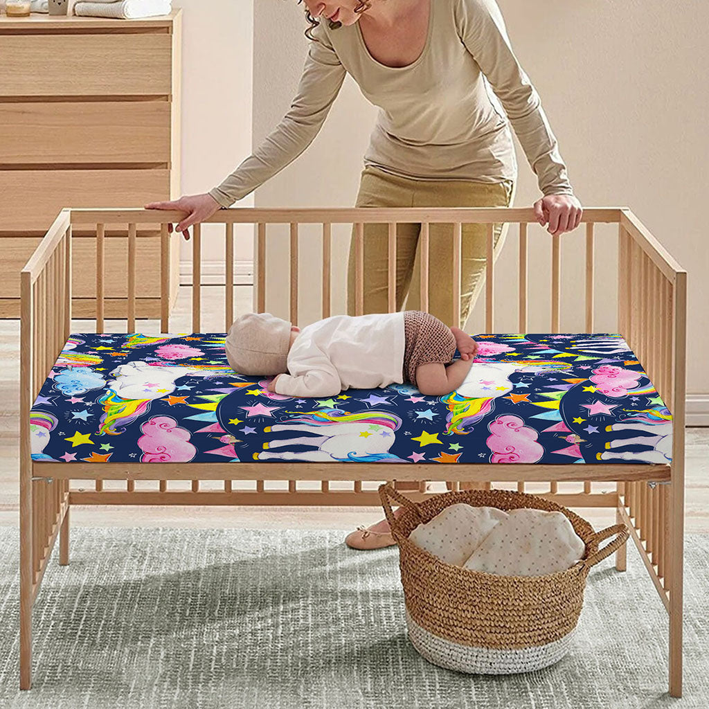Unicorn Night Festival Pattern Print Baby Crib Sheet