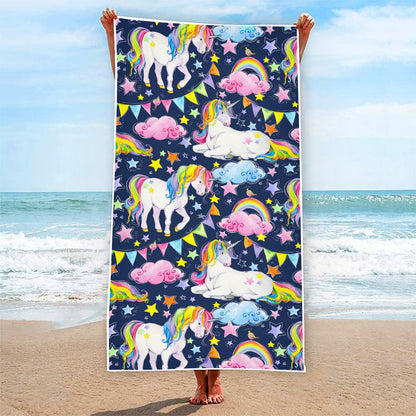 Unicorn Night Festival Pattern Print Beach Towel